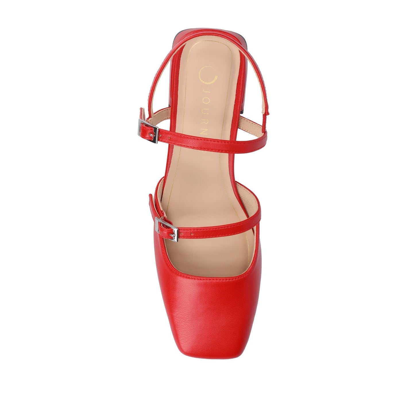 Journee GRETCHENN HEELED FLATS IN VEGAN LEATHER - Red PU