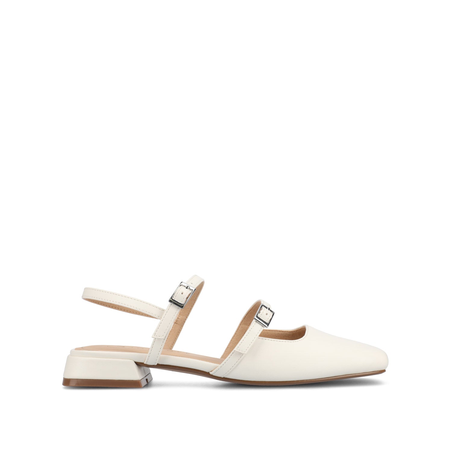 Journee GRETCHENN HEELED FLATS IN VEGAN LEATHER - White PU