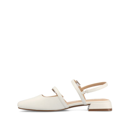 Journee GRETCHENN HEELED FLATS IN VEGAN LEATHER - White PU