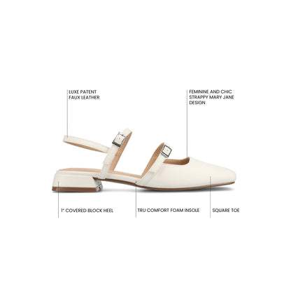 Journee GRETCHENN HEELED FLATS IN VEGAN LEATHER - White PU