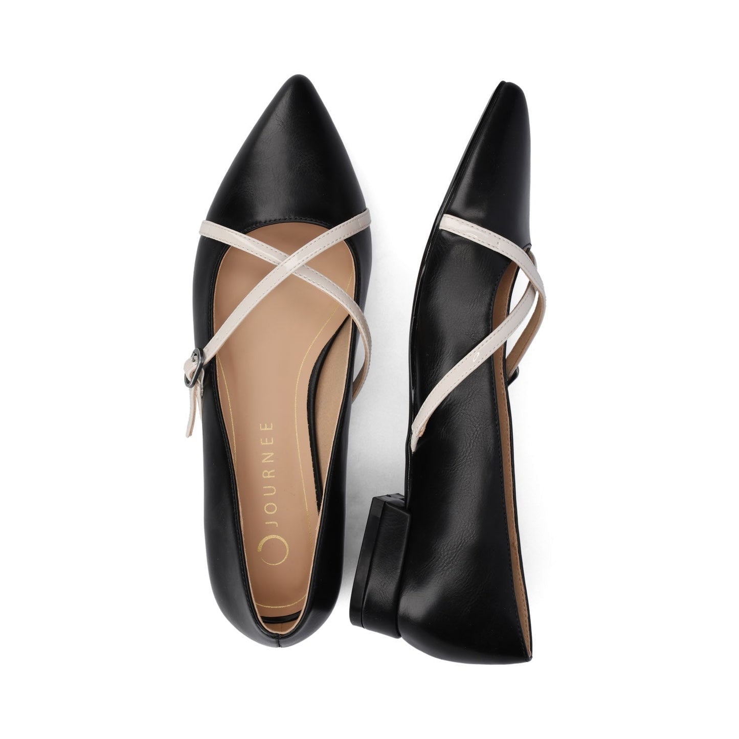 Journee CAMBY DRESS FLAT IN VEGAN LEATHER - Black PU