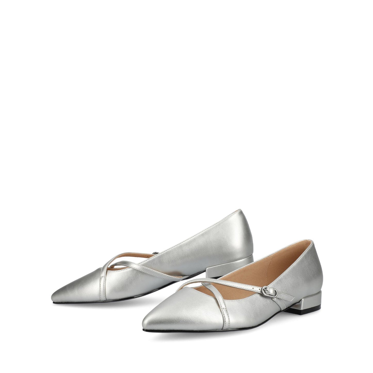 Journee CAMBY DRESS FLAT IN VEGAN LEATHER - Silver PU