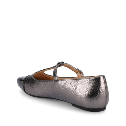 Journee THEAH T-STRAP BALLET FLATS - Pewter Crinkle