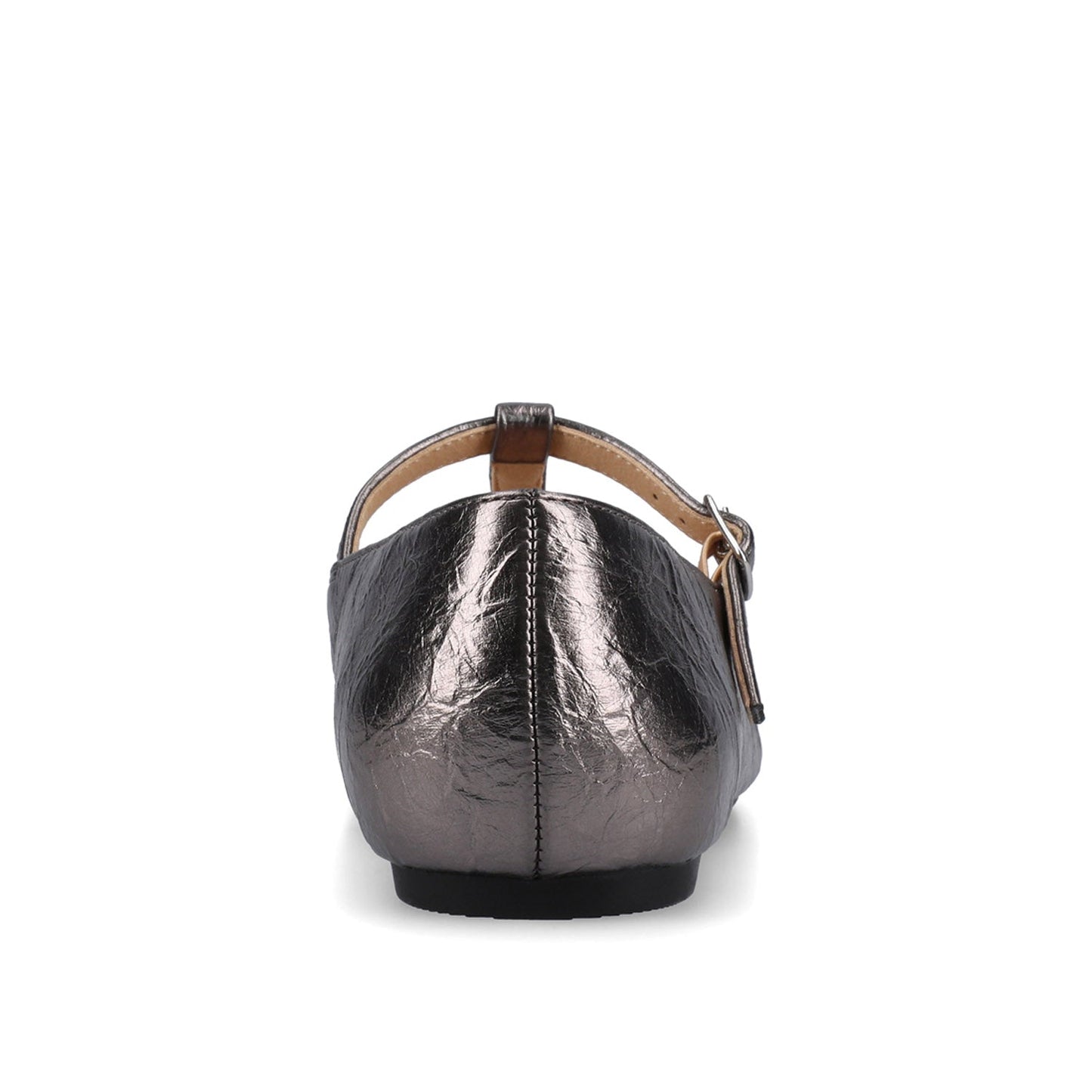 Journee THEAH T-STRAP BALLET FLATS - Pewter Crinkle