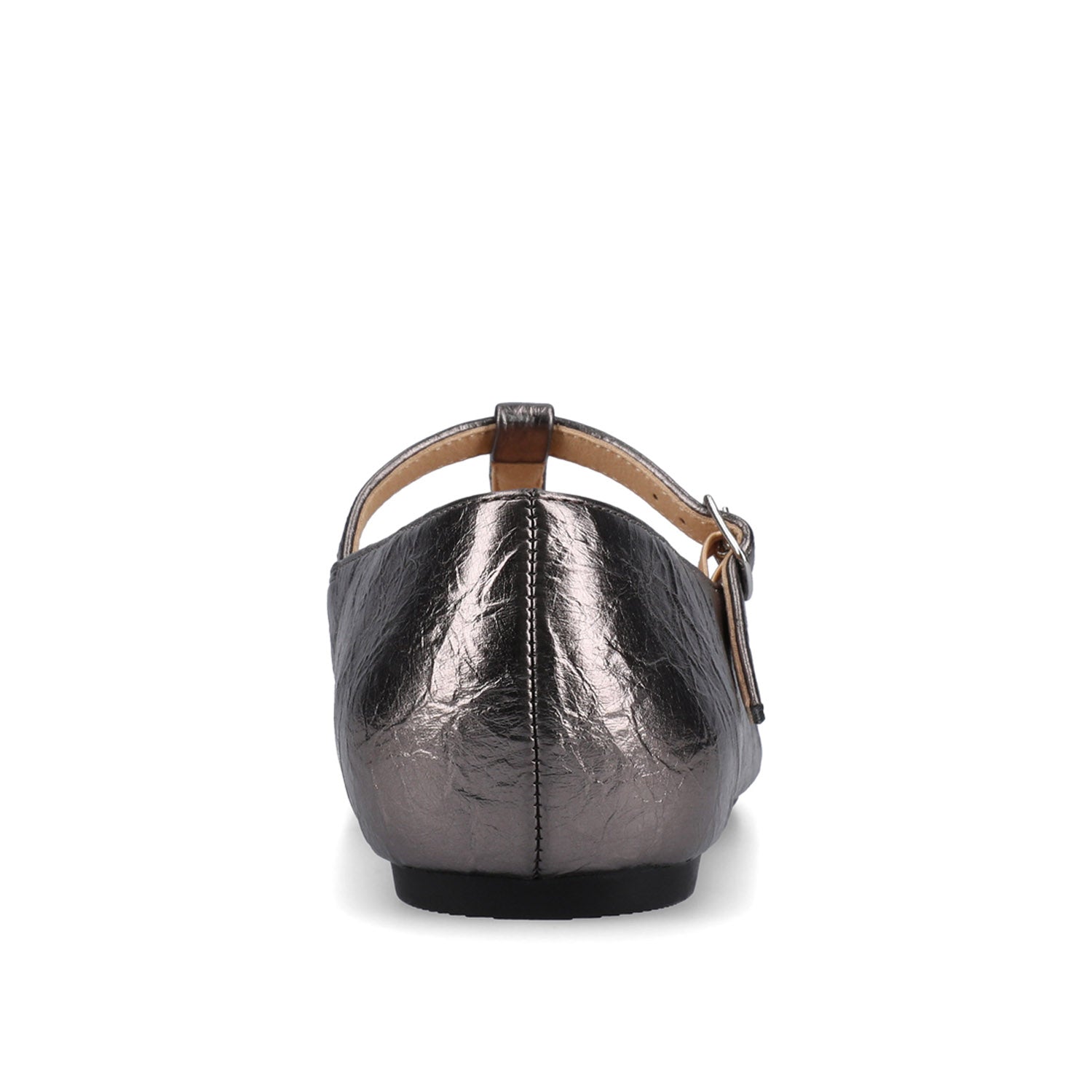 Journee THEAH T-STRAP BALLET FLATS - Pewter Crinkle