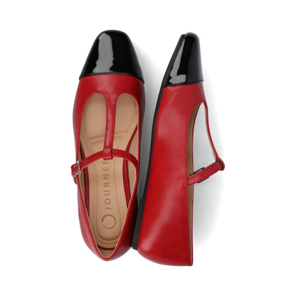 Journee THEAH T-STRAP BALLET FLATS - Red