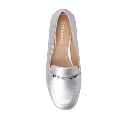 Journee WRENN LOAFER FLATS IN VEGAN LEATHER - Silver PU