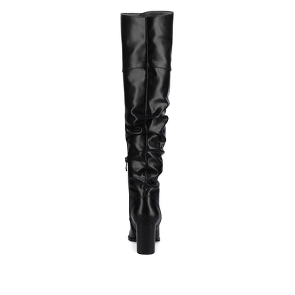 Journee KAISON THIGH HIGH BOOTS IN FAUX SUEDE - Black PU
