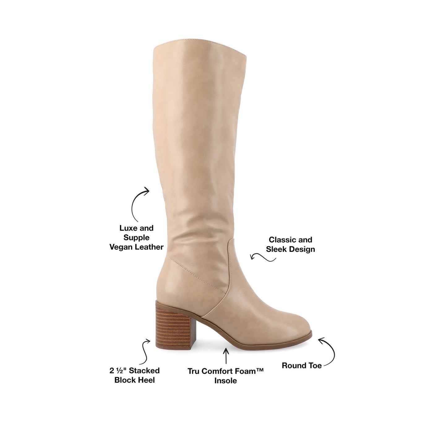 Journee ROMILLY KNEE HIGH BOOTS IN VEGAN LEATHER - Tan