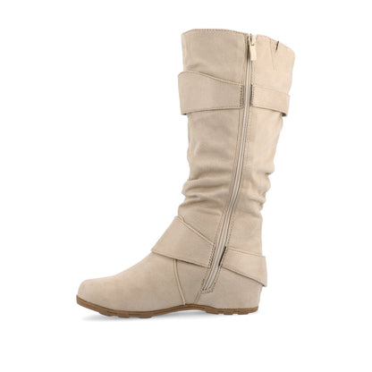 Journee JESTER KNEE HIGH BOOTS IN FAUX SUEDE - Stone Faux Suede