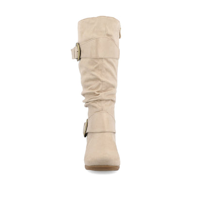 Journee JESTER KNEE HIGH BOOTS IN FAUX SUEDE - Stone Faux Suede