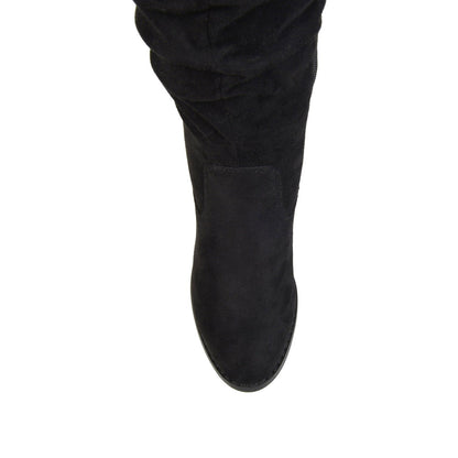 Journee KAISON THIGH HIGH BOOTS IN FAUX SUEDE - Black Faux Suede