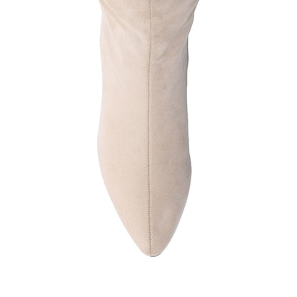 Journee AMEYLIA KNEE-HIGH BOOTS - Bone Faux Suede