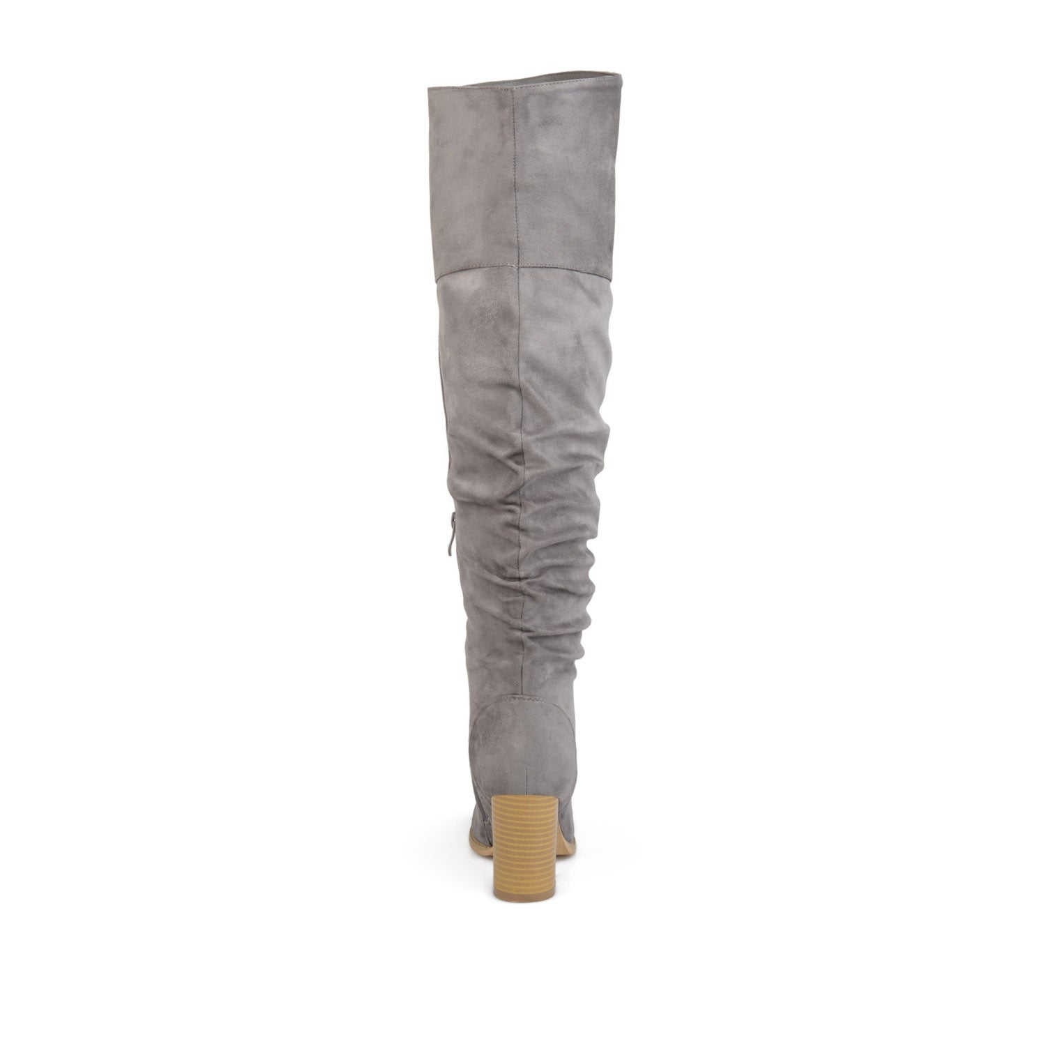 Journee KAISON THIGH HIGH BOOTS IN FAUX SUEDE - Grey Faux Suede