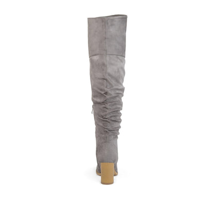 Journee KAISON THIGH HIGH BOOTS IN FAUX SUEDE - Grey Faux Suede