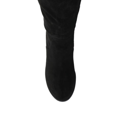 Journee ROMILLY KNEE HIGH BOOTS IN VEGAN LEATHER - Black Suede