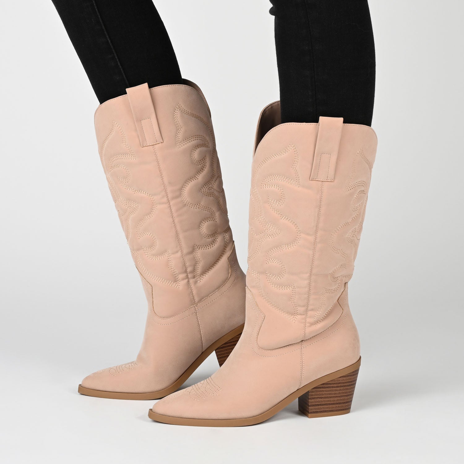 Journee CHANTRY COWGIRL BOOTS IN VEGAN LEATHER - Blush PU