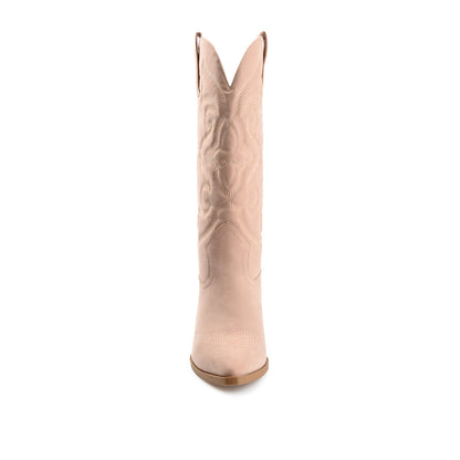 Journee CHANTRY COWGIRL BOOTS IN VEGAN LEATHER - Blush PU