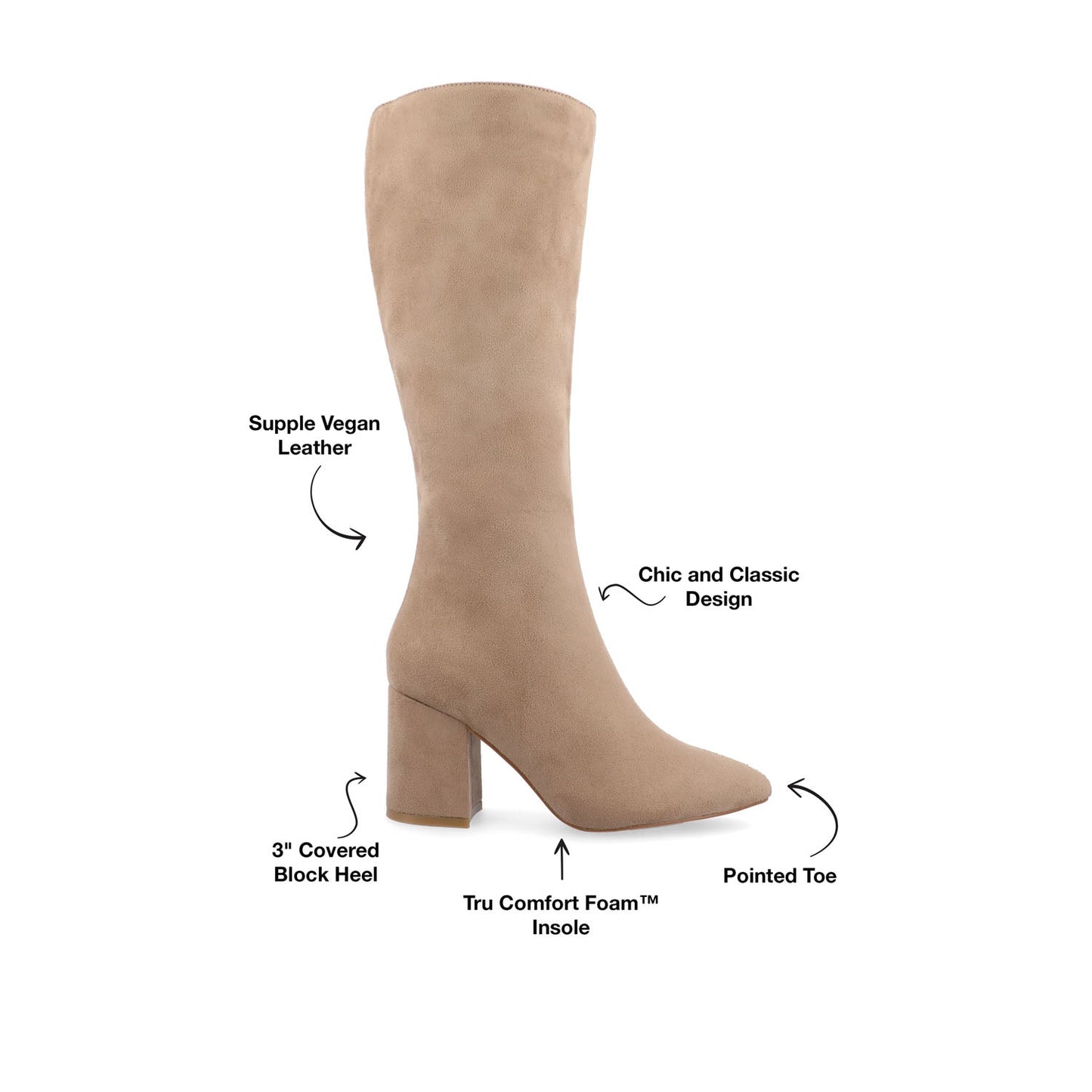 Journee AMEYLIA KNEE-HIGH BOOTS - Beige Faux Suede
