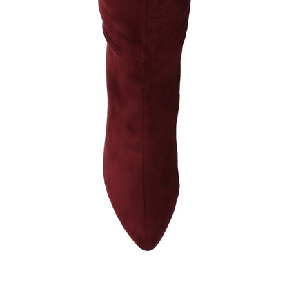 Journee AMEYLIA KNEE-HIGH BOOTS - Oxblood Faux Suede