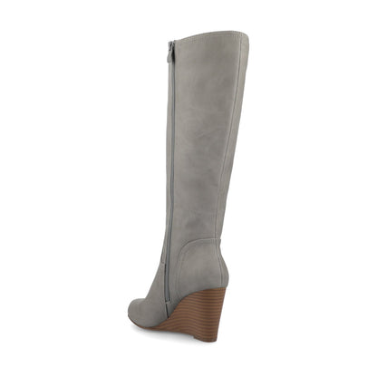 Journee LANGLY KNEE-HIGH BOOTS IN VEGAN LEATHER - Grey