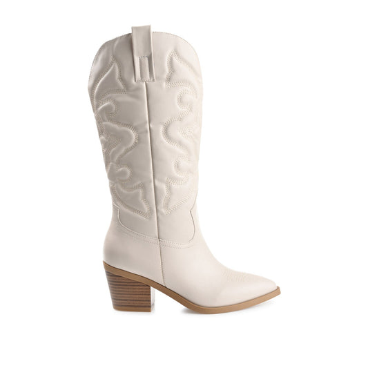 Journee CHANTRY COWGIRL BOOTS IN VEGAN LEATHER - Beige PU