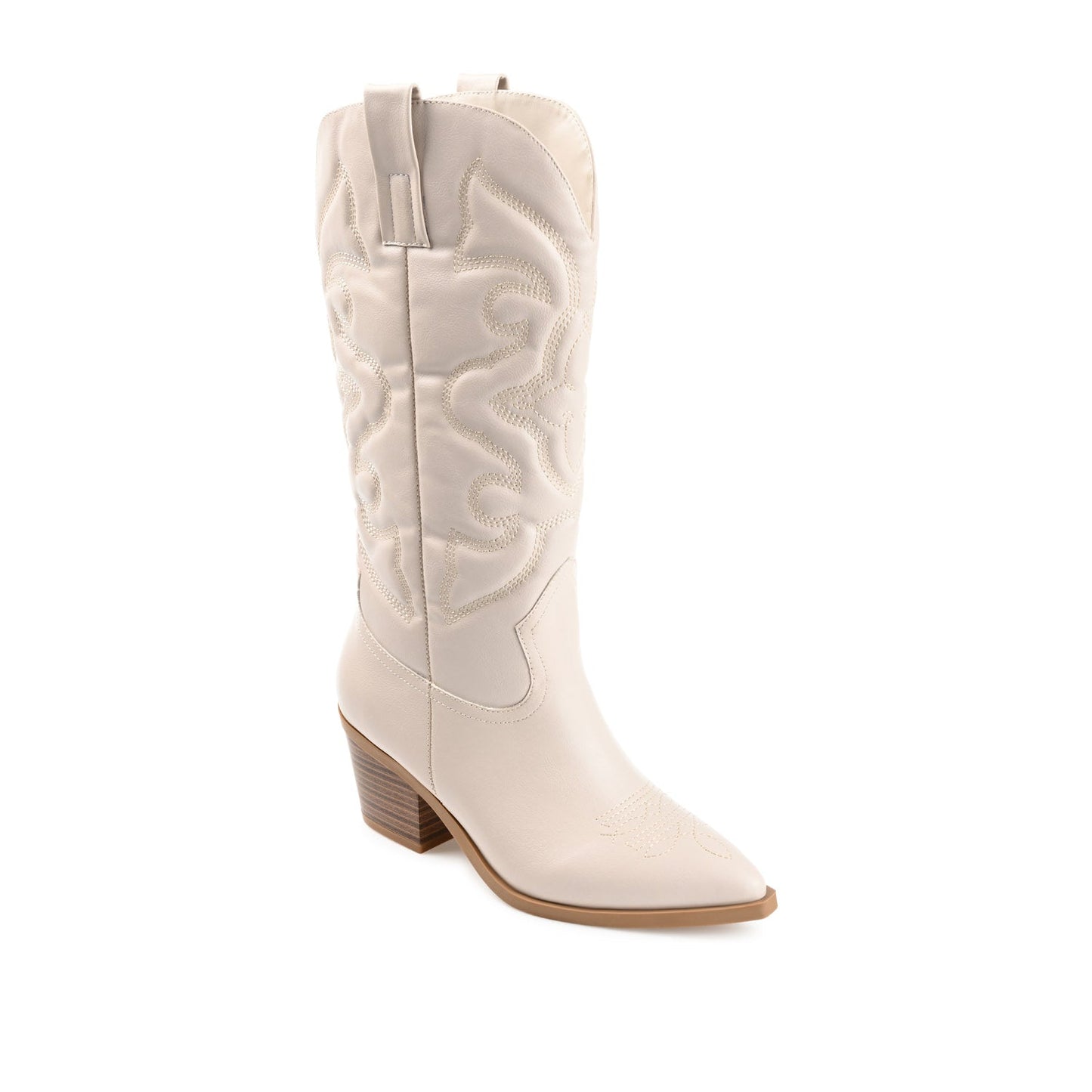 Journee CHANTRY COWGIRL BOOTS IN VEGAN LEATHER - Beige PU
