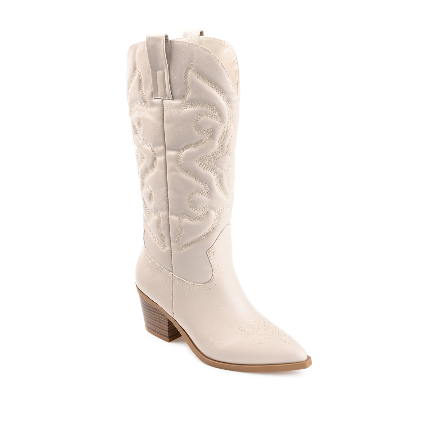 Journee CHANTRY COWGIRL BOOTS IN VEGAN LEATHER - Beige PU