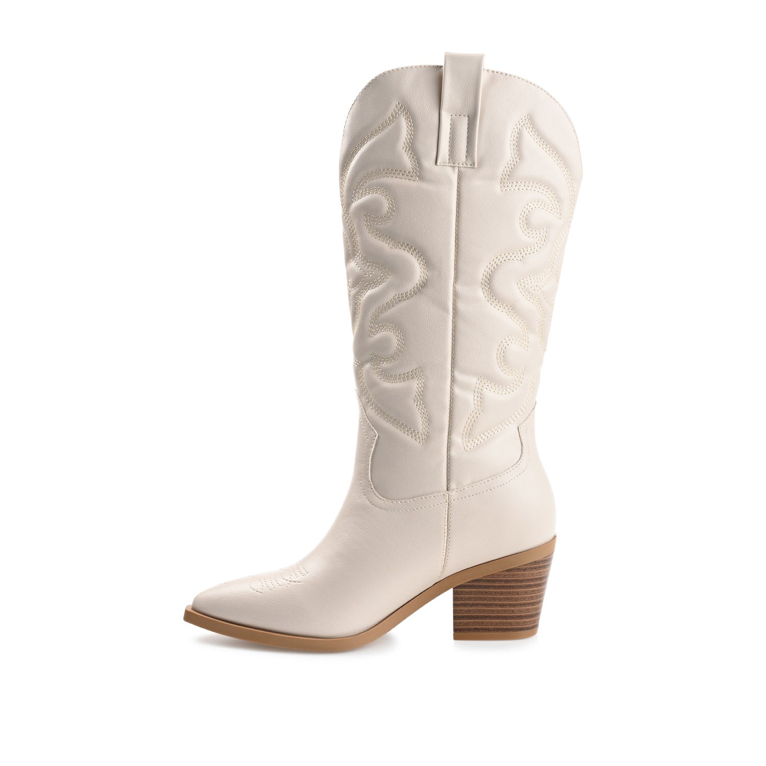 Journee CHANTRY COWGIRL BOOTS IN VEGAN LEATHER - Beige PU