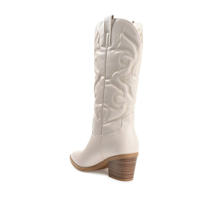 Journee CHANTRY COWGIRL BOOTS IN VEGAN LEATHER - Beige PU