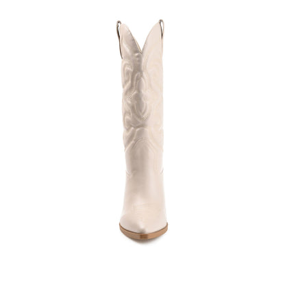 Journee CHANTRY COWGIRL BOOTS IN VEGAN LEATHER - Beige PU