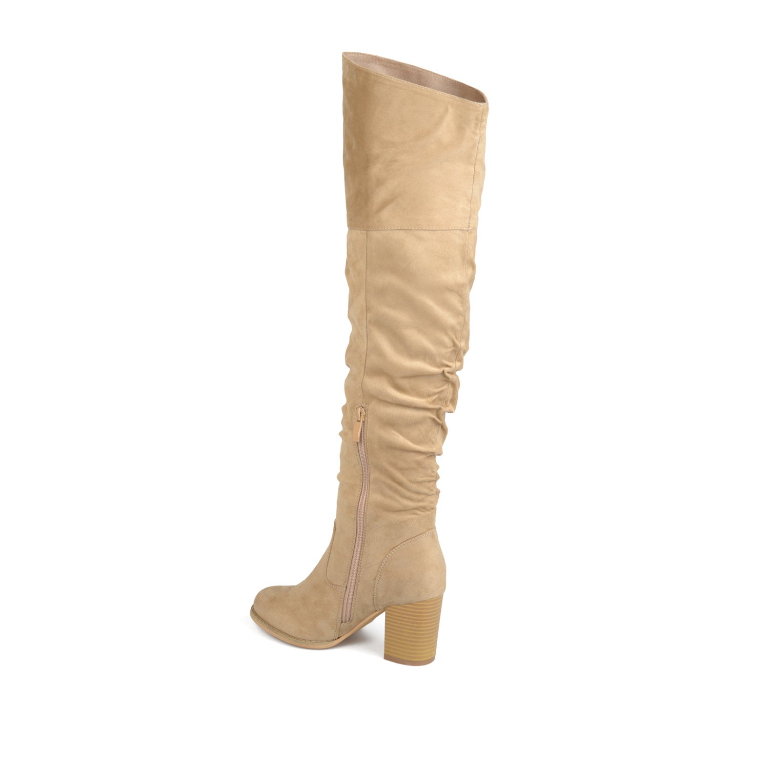 Journee KAISON THIGH HIGH BOOTS IN FAUX SUEDE - Stone Faux Suede
