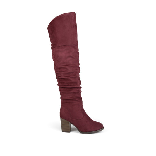 Journee KAISON THIGH HIGH BOOTS IN FAUX SUEDE - Wine Faux Suede
