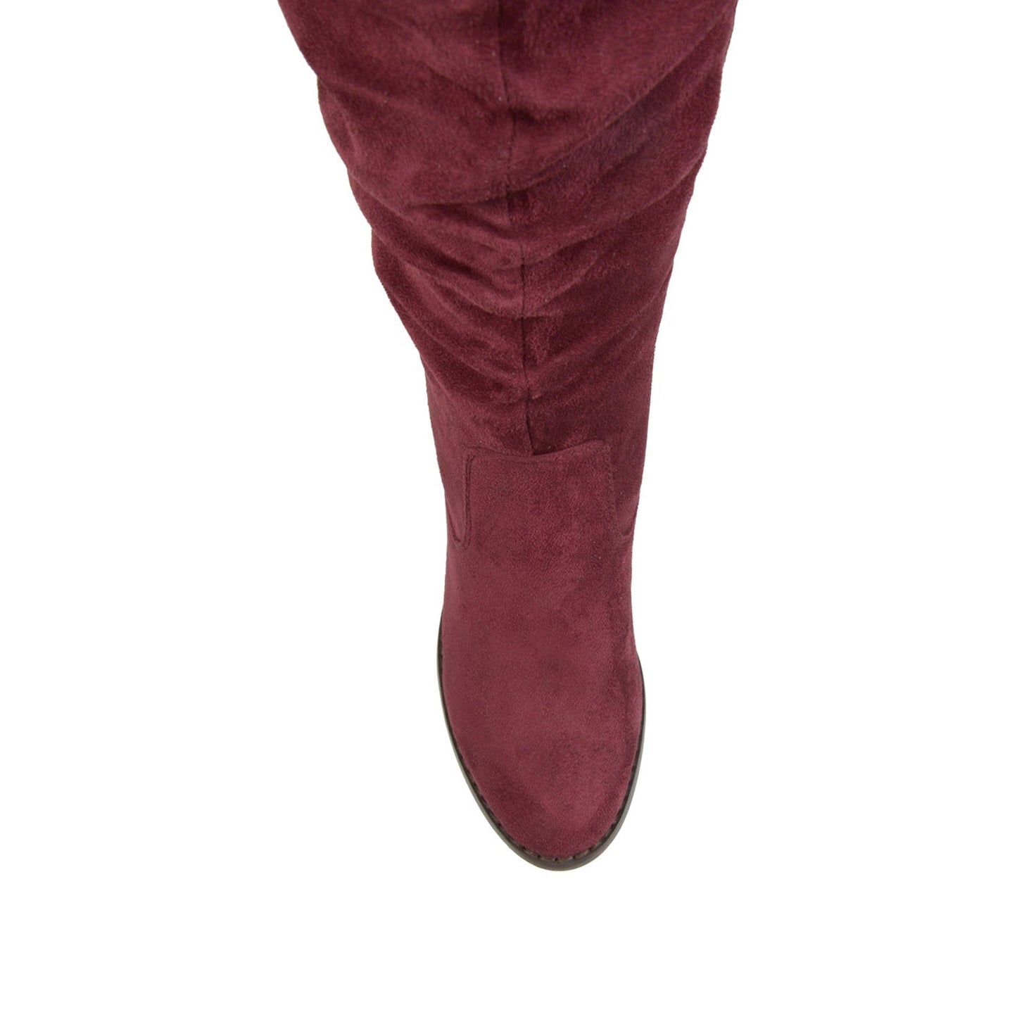 Journee KAISON THIGH HIGH BOOTS IN FAUX SUEDE - Wine Faux Suede