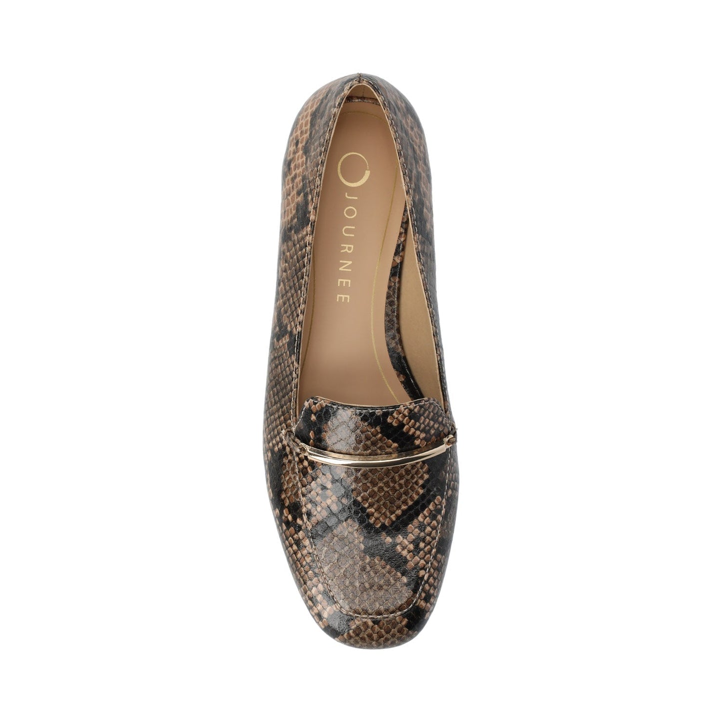 Journee WRENN PRINTED LOAFER FLATS IN WIDE - Brown Snake