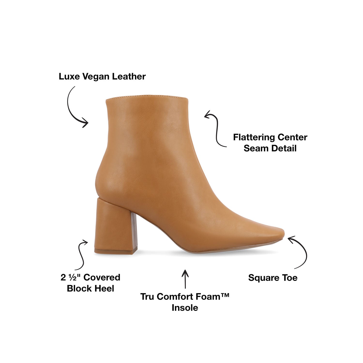 Journee HAYLINN VEGAN LEATHER BOOTIES IN WIDE - Tan PU