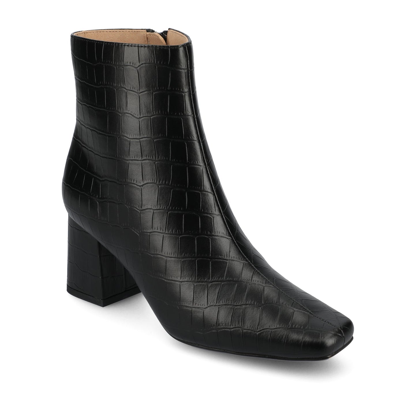 Journee HAYLINN VEGAN LEATHER BOOTIES IN WIDE - Black Croc