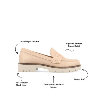 Journee KENLY FAUX SUEDE LOAFER FLATS IN WIDE - Stone Faux Suede