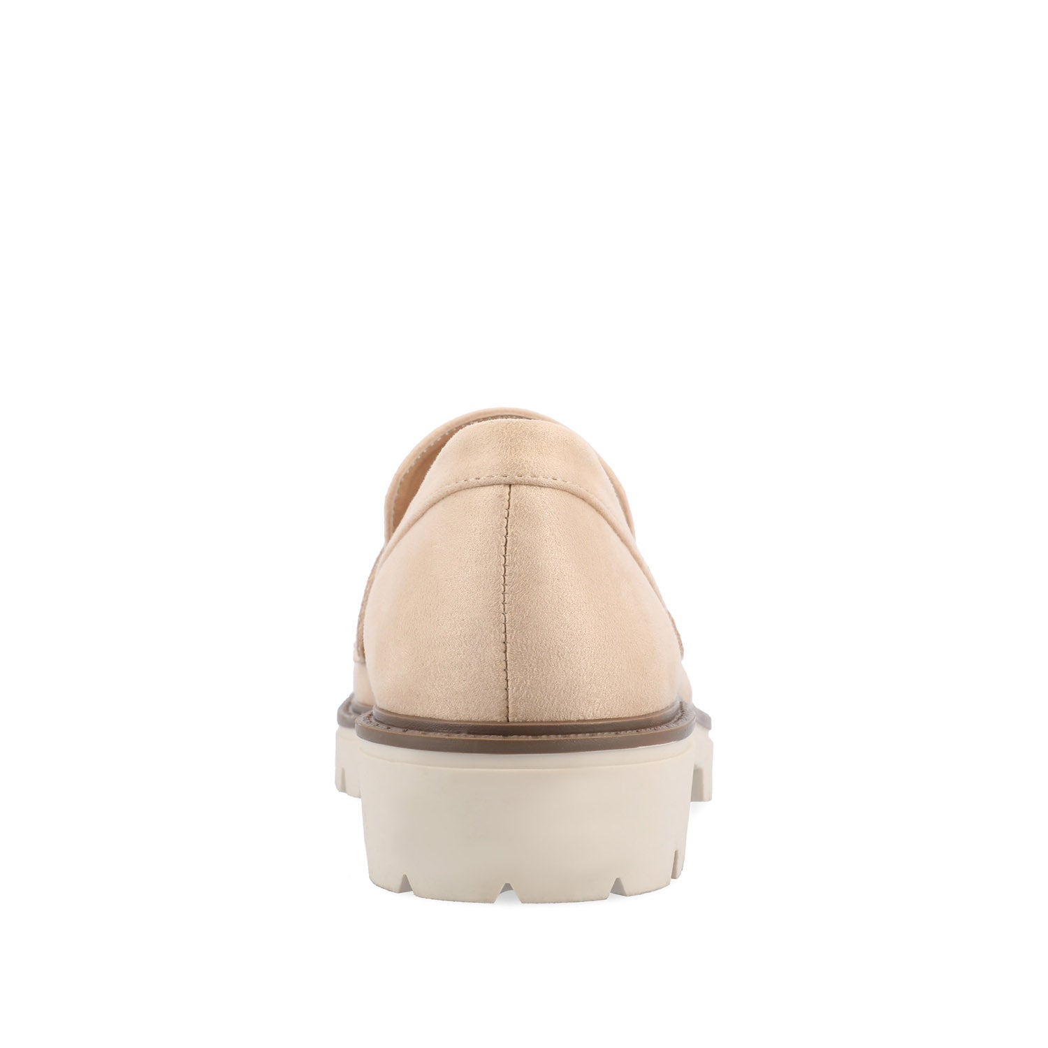 Journee KENLY FAUX SUEDE LOAFER FLATS IN WIDE - Stone Faux Suede