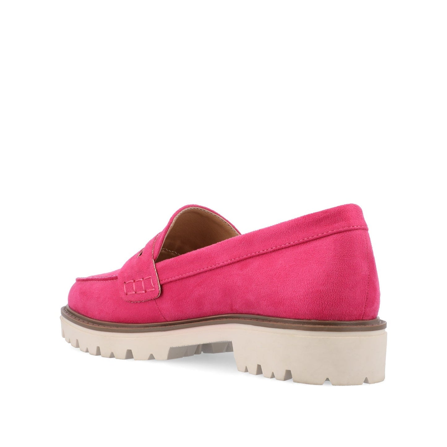 Journee KENLY FAUX SUEDE LOAFER FLATS IN WIDE - Pink Faux Suede
