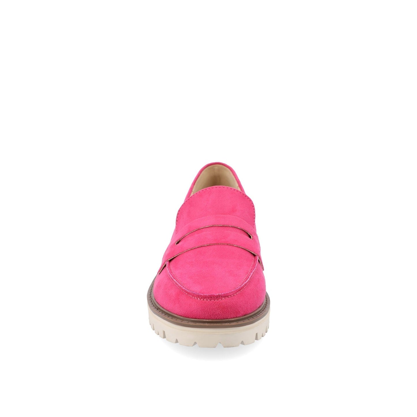 Journee KENLY FAUX SUEDE LOAFER FLATS IN WIDE - Pink Faux Suede