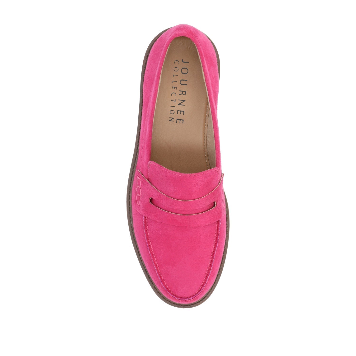 Journee KENLY FAUX SUEDE LOAFER FLATS IN WIDE - Pink Faux Suede