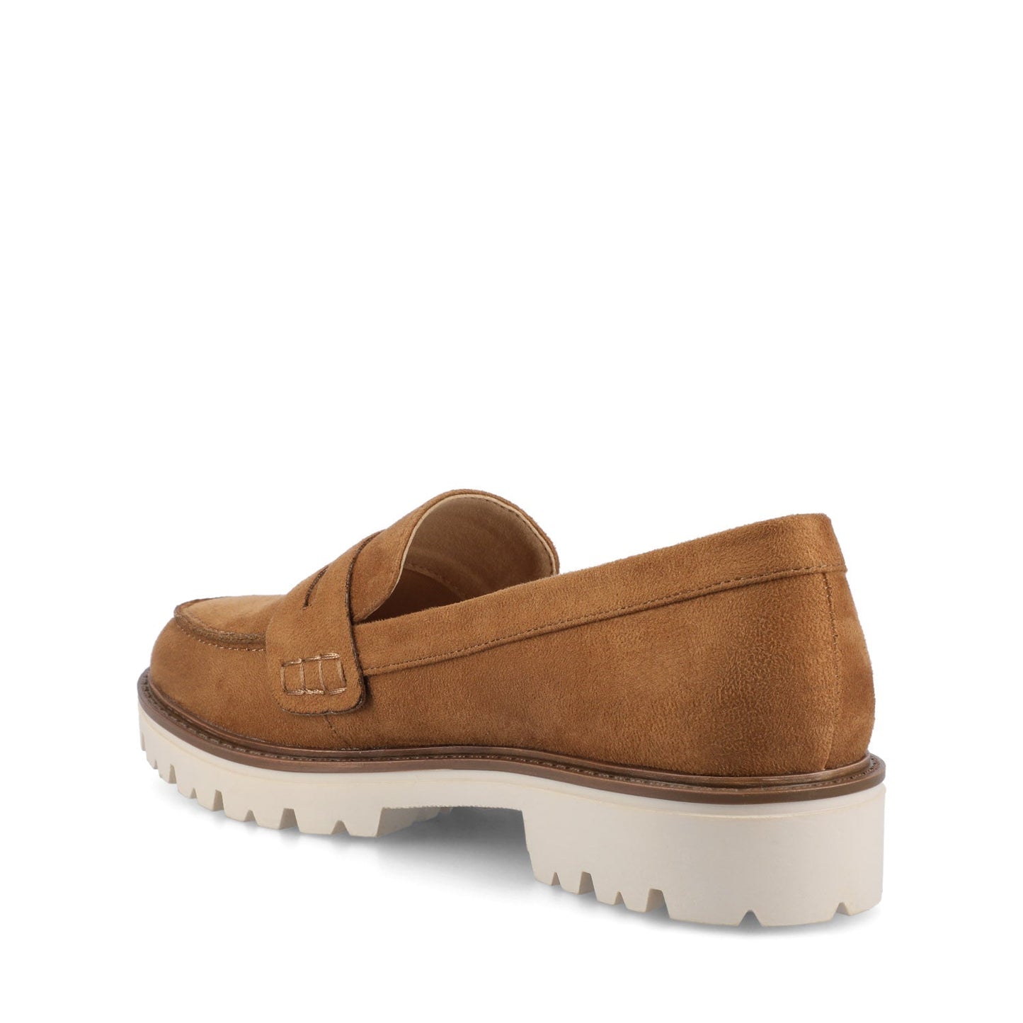 Journee KENLY FAUX SUEDE LOAFER FLATS IN WIDE - Tan Faux Suede