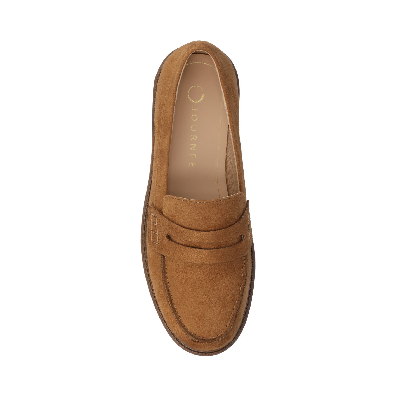 Journee KENLY FAUX SUEDE LOAFER FLATS IN WIDE - Tan Faux Suede