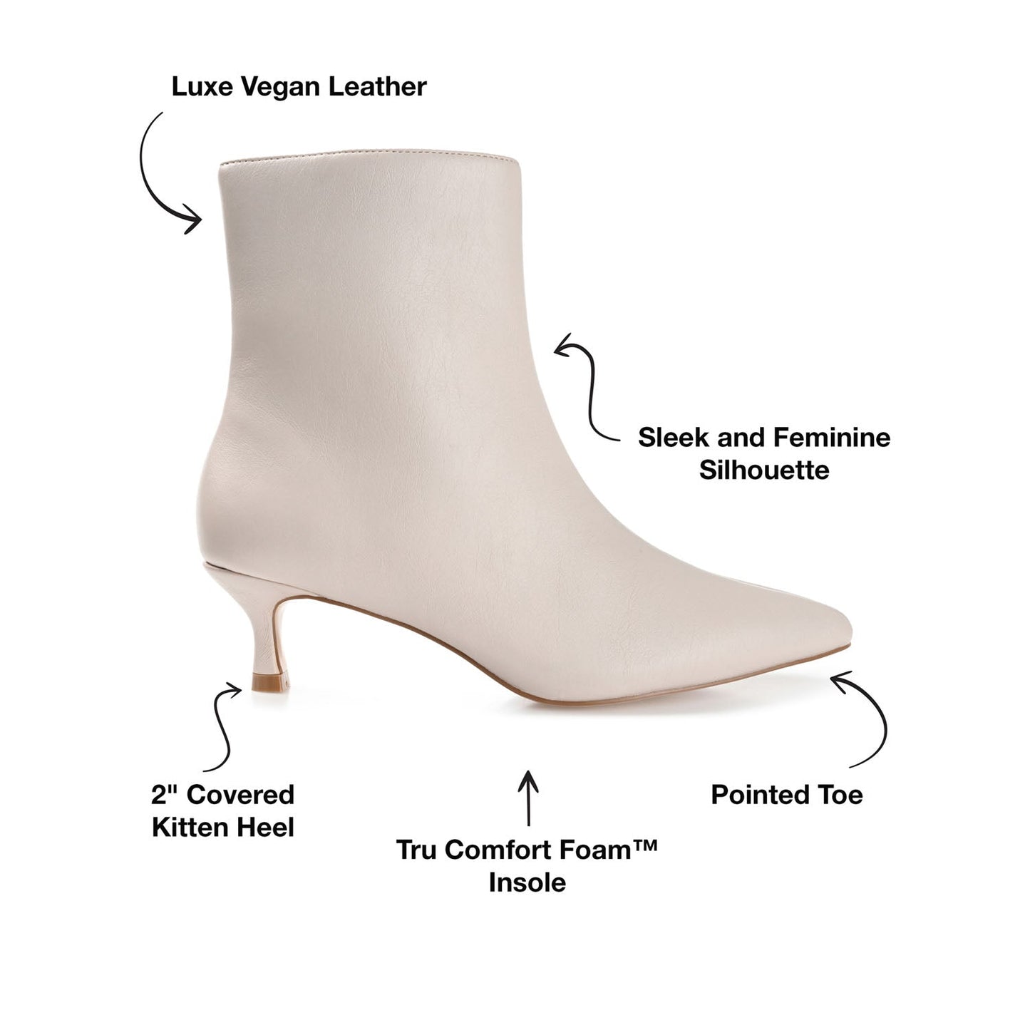 Journee ARELY POINTED TOE BOOTIES IN WIDE - Stone PU