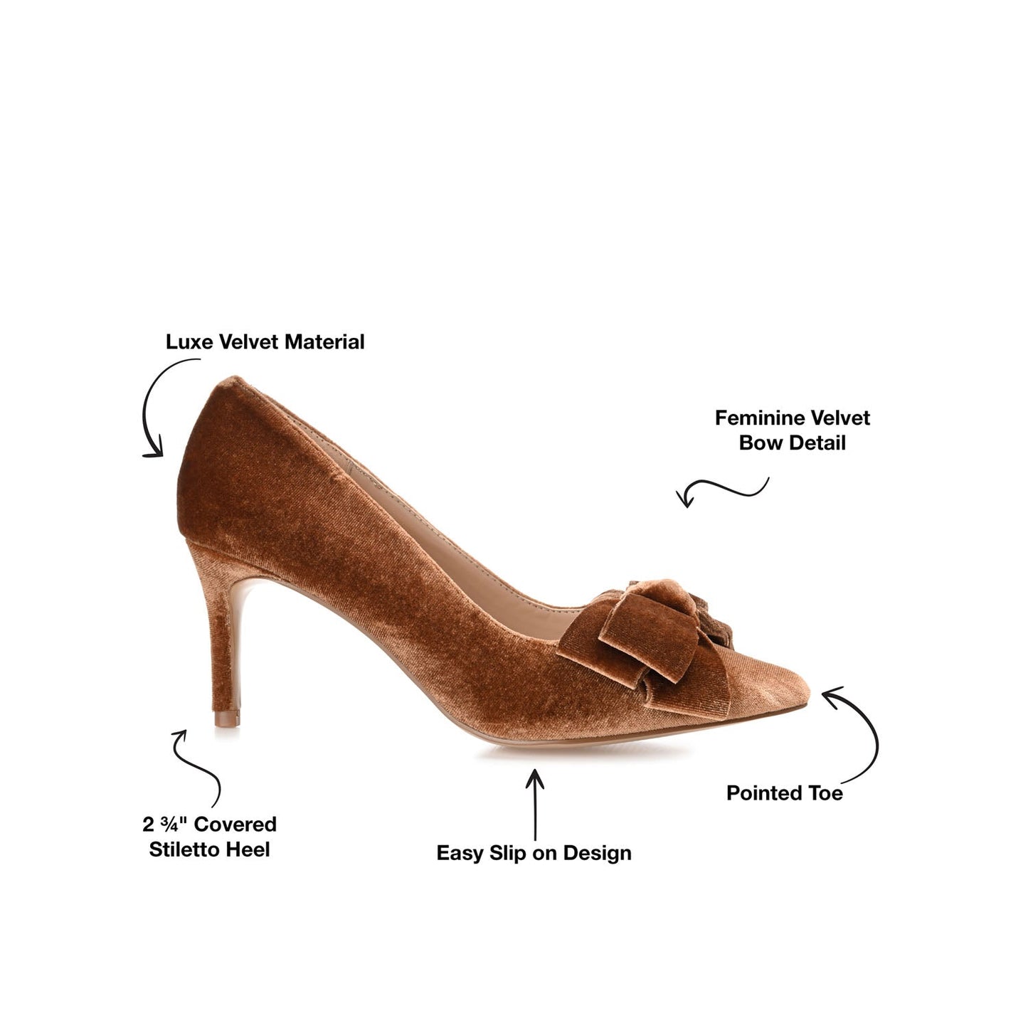 Journee CRYSTOL STILETTO PUMP HEELS IN WIDE - Brown