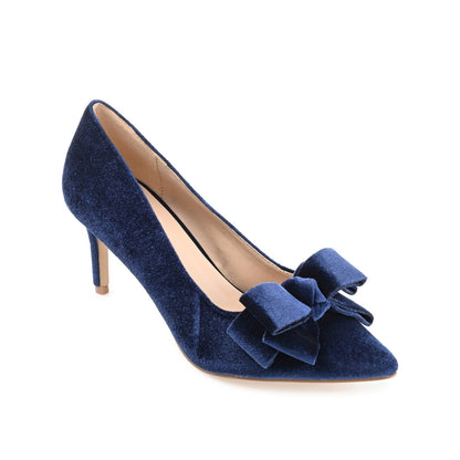 Journee CRYSTOL STILETTO PUMP HEELS IN WIDE - Navy Nubuck
