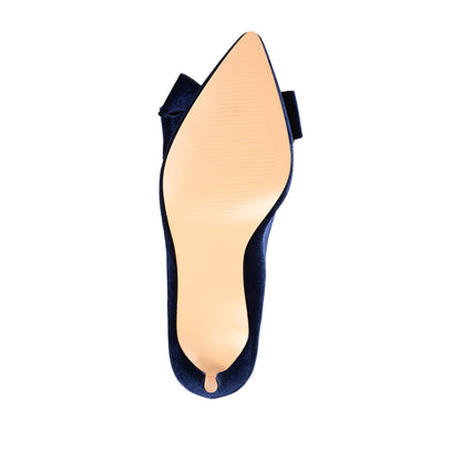 Journee CRYSTOL STILETTO PUMP HEELS IN WIDE - Navy Nubuck