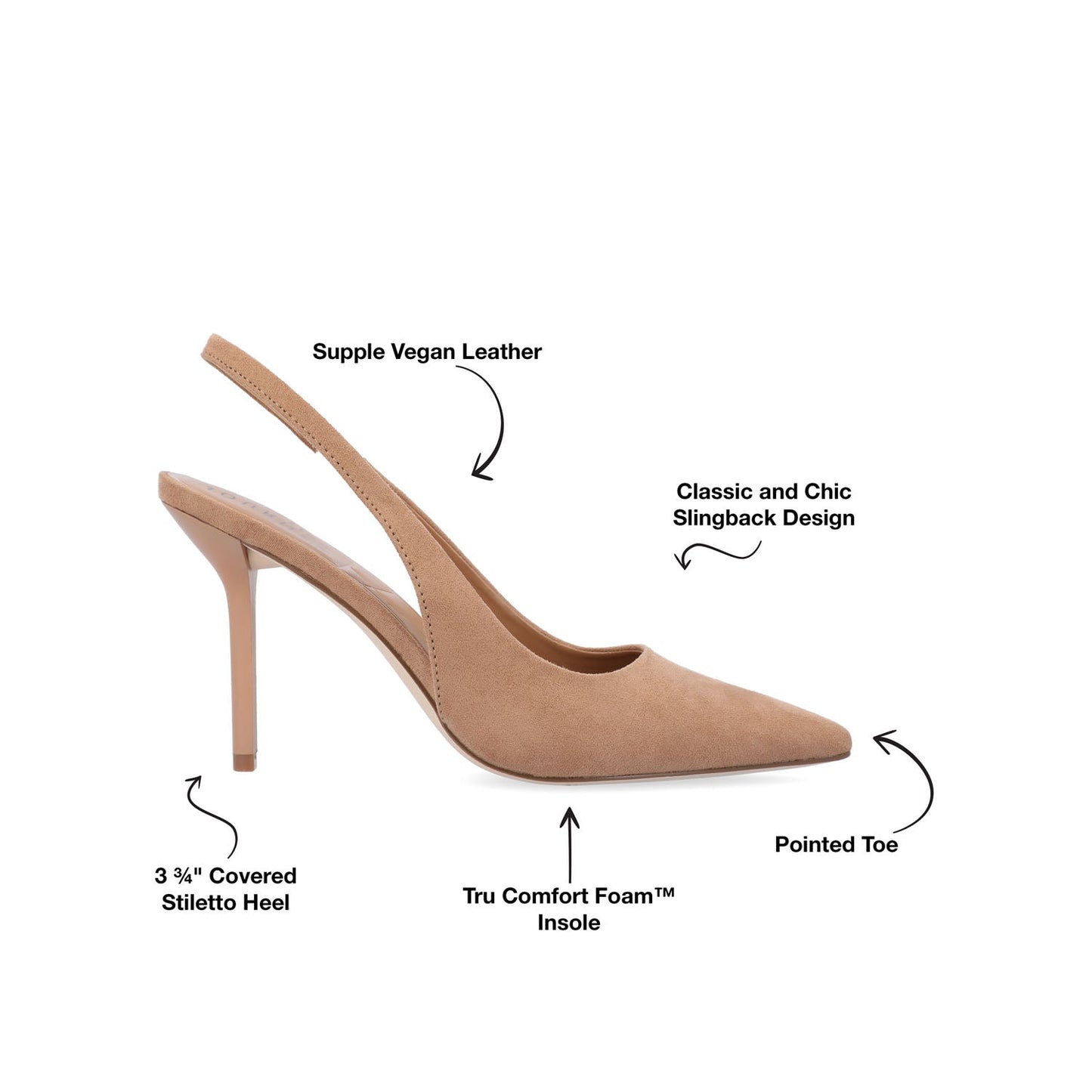 Journee ELENNEY STILETTO HEELS IN WIDE - Tan Faux Suede