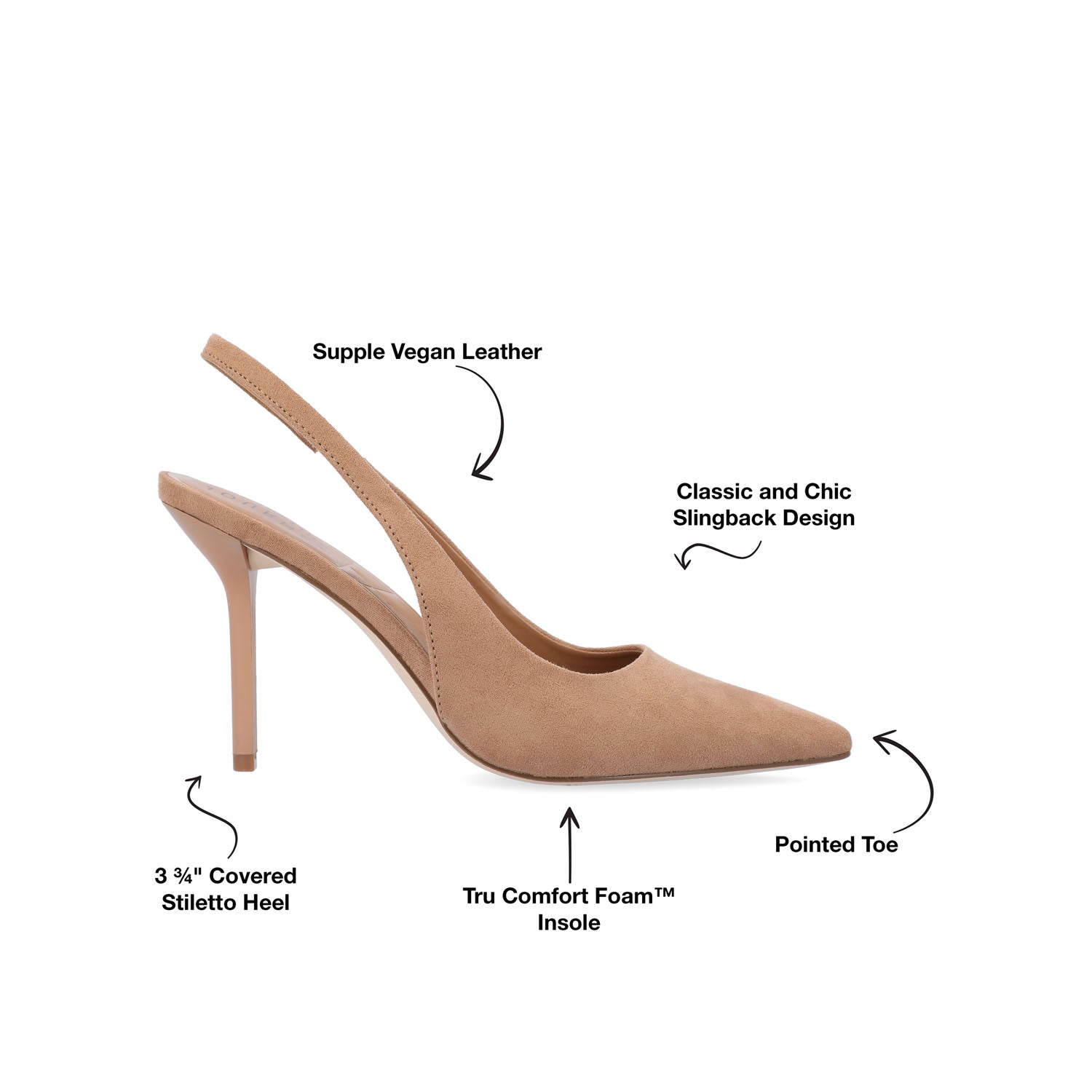 Journee ELENNEY STILETTO HEELS IN WIDE - Tan Faux Suede